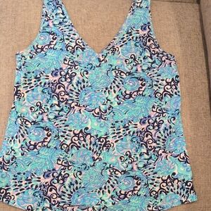 Lilly Pulitzer Gigi V-neck  Blue and Violet Swing Cotton Tank Size M